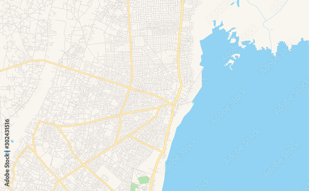 Printable street map of Abomey-Calavi, Benin