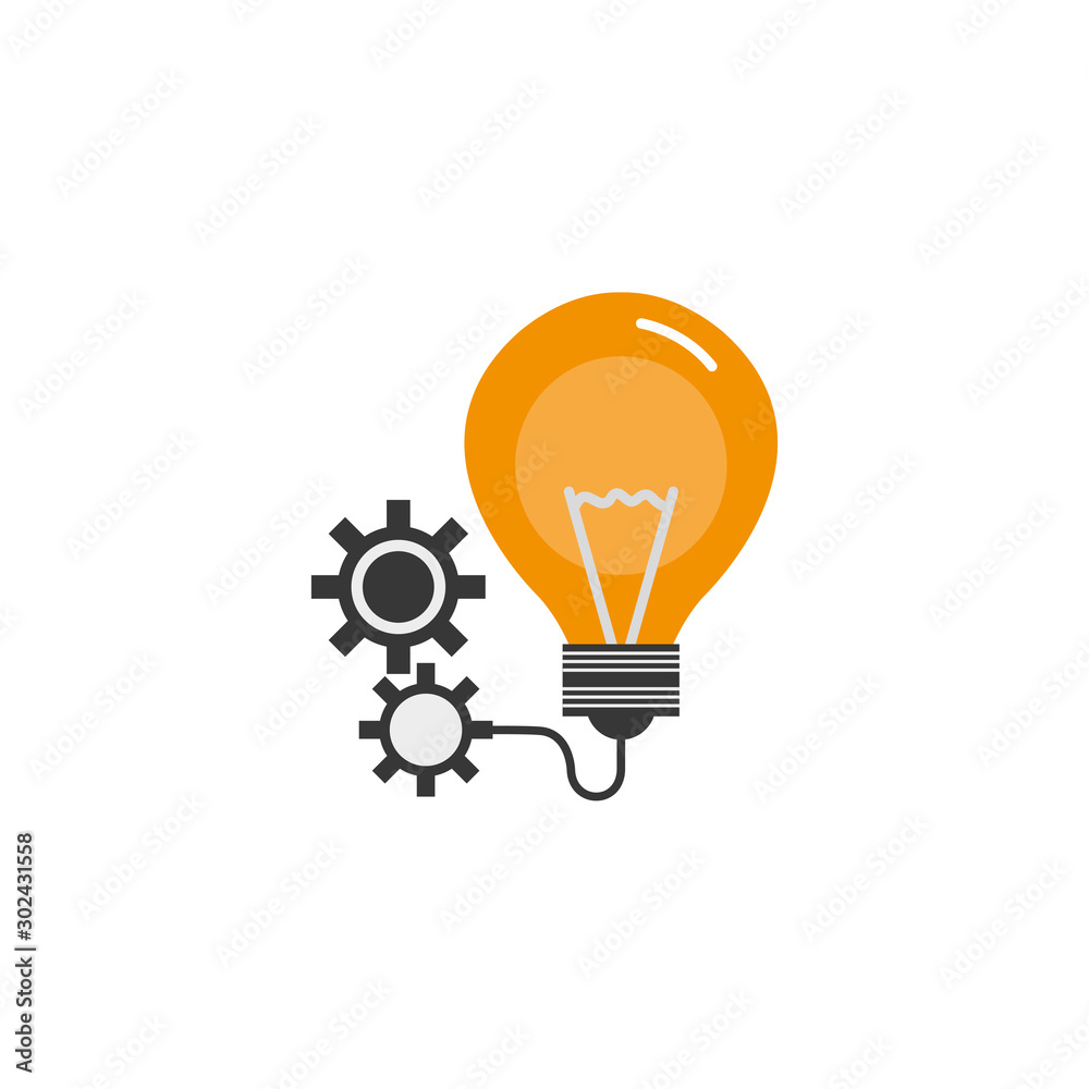 light bulb gears idea icon flat style light bulb gears idea icon flat style