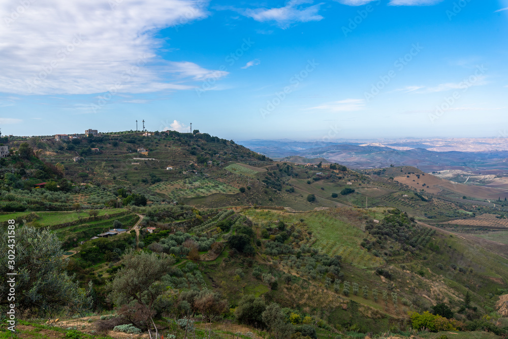 Sicilian Landscape from Mazzarino, Caltanissetta, Sicily, Italy, Europe