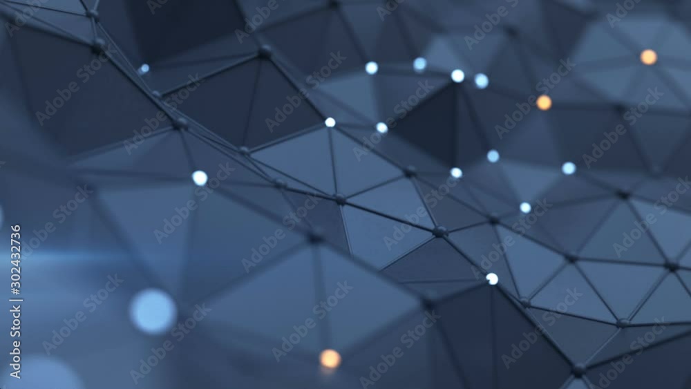 Blue chaotic network structure with bokeh lights
