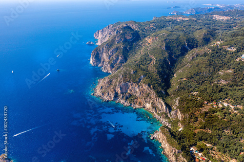 Aerial of mediterranean coast of Greece