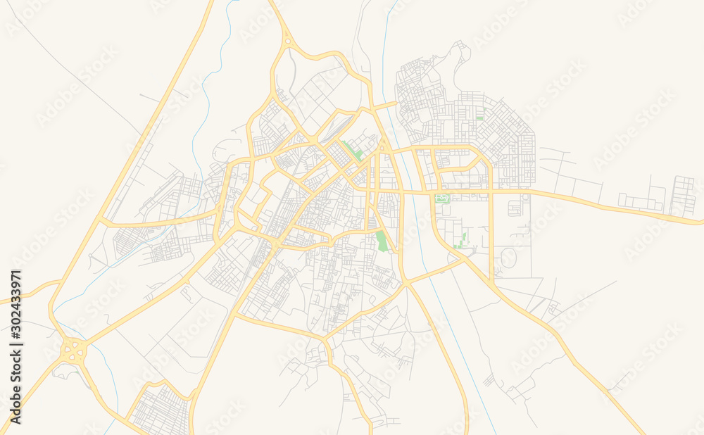 Printable street map of Biskra, Algeria