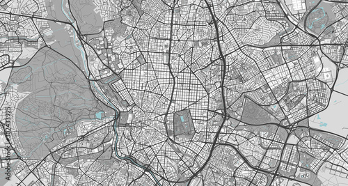 Canvas Print Detailed map of Madrid, Spain