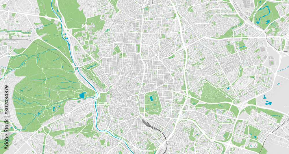 Naklejka premium Detailed map of Madrid, Spain