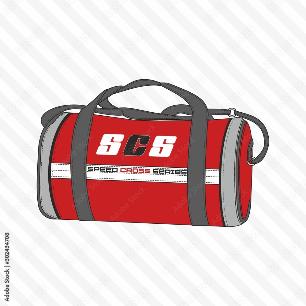 Sports, travel, gym bag, outdoor folding storage package, woman and man accessories. - Vector