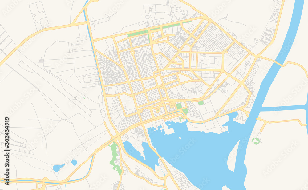 Printable street map of Ismailia, Egypt