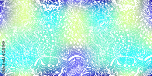 Seamless pattern with colorful magic mushrooms in doodle style. 60s hippie psychedelic art. Vector. Print for fabric