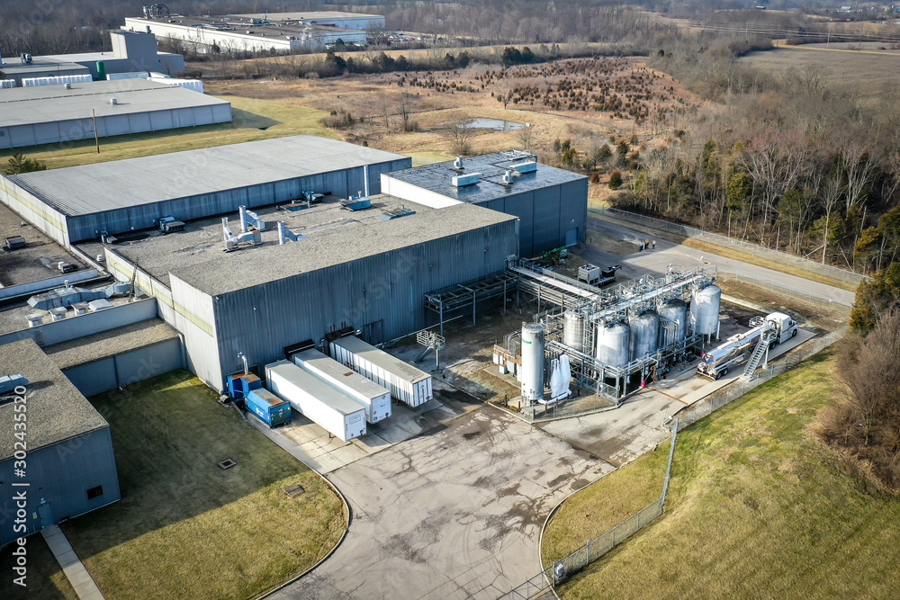 Fototapeta premium Aerial view of Industrial Manufacturing Facility