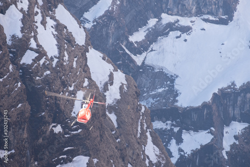 helicopper in Mount Annapurna base camp and mount Nuptse, Nepal