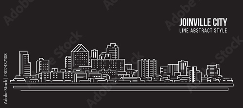Cityscape Building panorama Line art Vector Illustration design - Joinville city