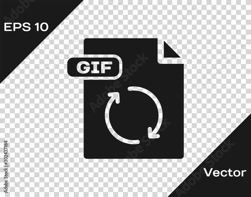 Grey GIF file document. Download gif button icon isolated on transparent background. GIF file symbol. Vector Illustration