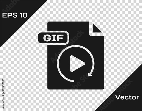 Grey GIF file document. Download gif button icon isolated on transparent background. GIF file symbol. Vector Illustration