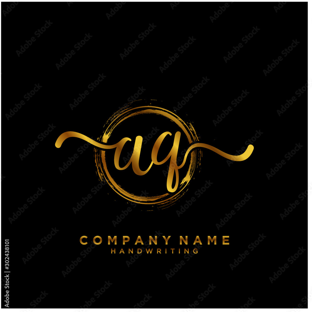 AQ Initial handwriting logo with circle template vector. AQ Initial handwriting logo with circle template vector.