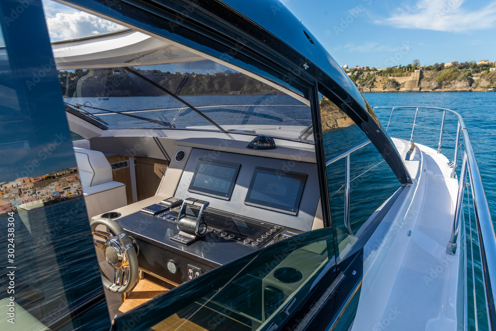 luxury motor yacht cockpit view
