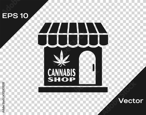 Grey Marijuana and cannabis store icon isolated on transparent background. Equipment and accessories for smoking, storing medical cannabis. Vector Illustration