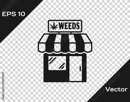Grey Marijuana and cannabis store icon isolated on transparent background. Equipment and accessories for smoking, storing medical cannabis. Vector Illustration