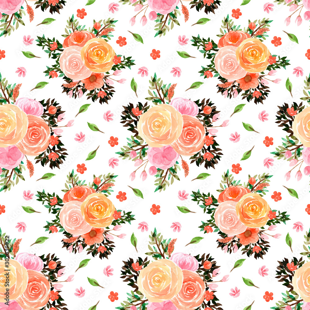 seamless floral pattern with colorful roses