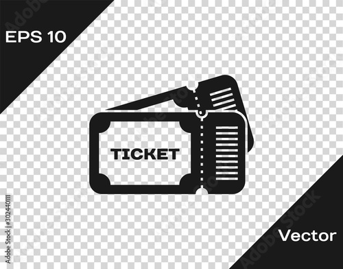 Grey Ticket icon isolated on transparent background. Vector Illustration