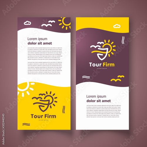 Flyer set Tour Firm. Brochure design template header cover tourism theme