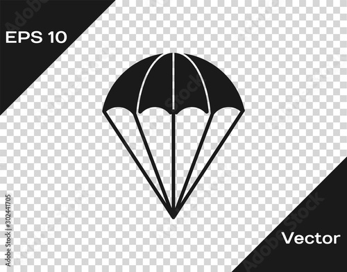 Grey Parachute icon isolated on transparent background. Vector Illustration