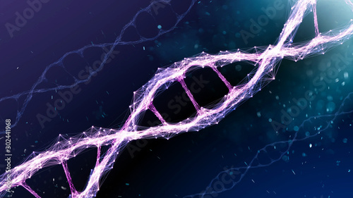 DNA molecule on dark background(3d illustration)