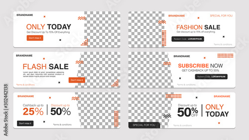 Sale template collection for promotion sale. Editable banner for social media post, website and internet ads. Black friday and cyber monday holiday event.
