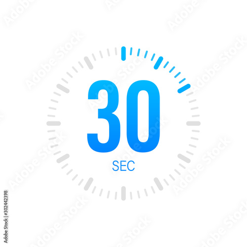 The 30 second, timer, stopwatch vector icon. Stopwatch icon in flat style. Vector stock illustration.