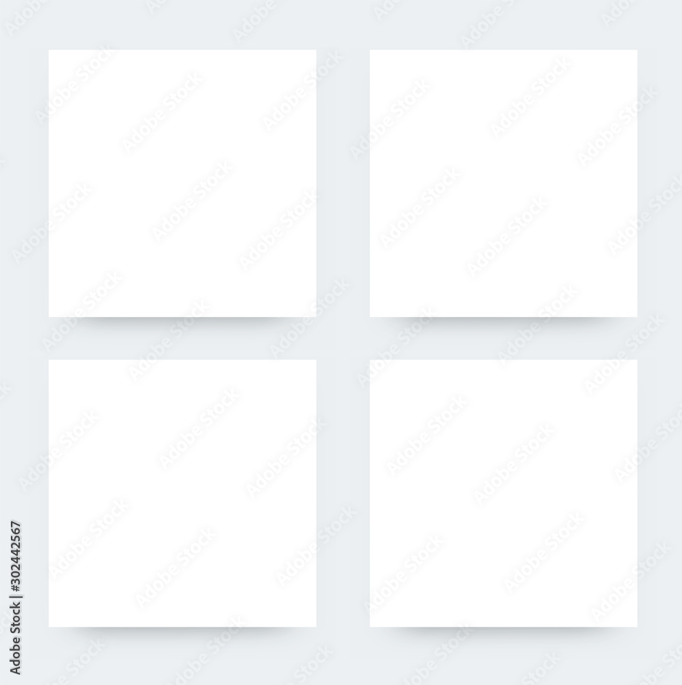 Square Blank Flyers Mockup. Vector Illustration of Paper Posters Design for Promotion. White paper realistic mockup Square Blank Flyers Mockup. Vector Illustration of Paper Posters Design for Promotion. White paper realistic mockup