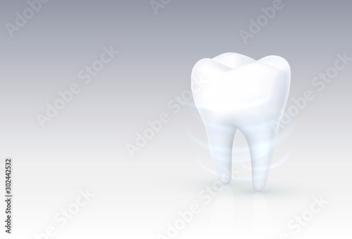 Tooth on a white background, template design element.