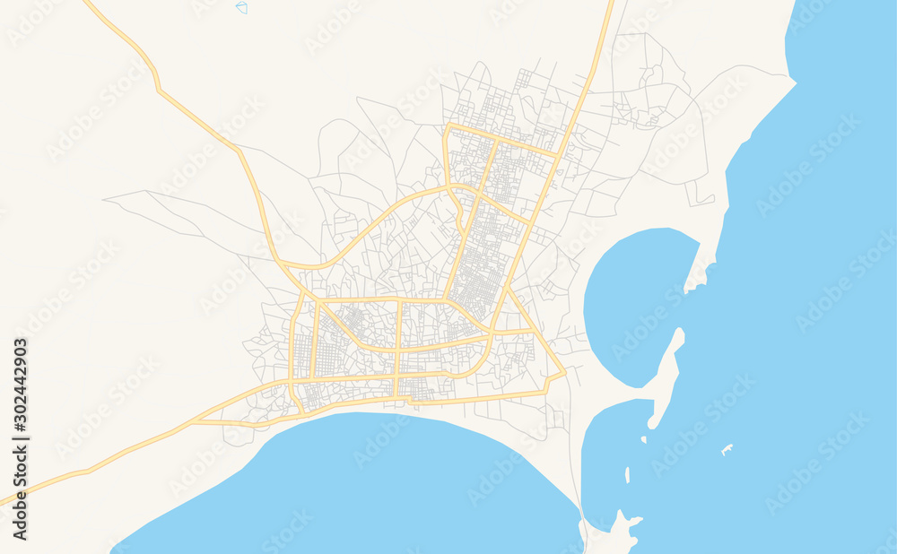 Printable street map of Kismayo, Somalia Stock Vector Adobe Stock