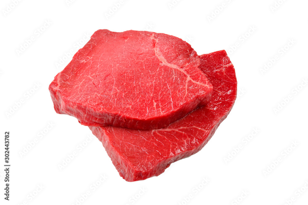Obraz premium Beef steak isolated on white background.