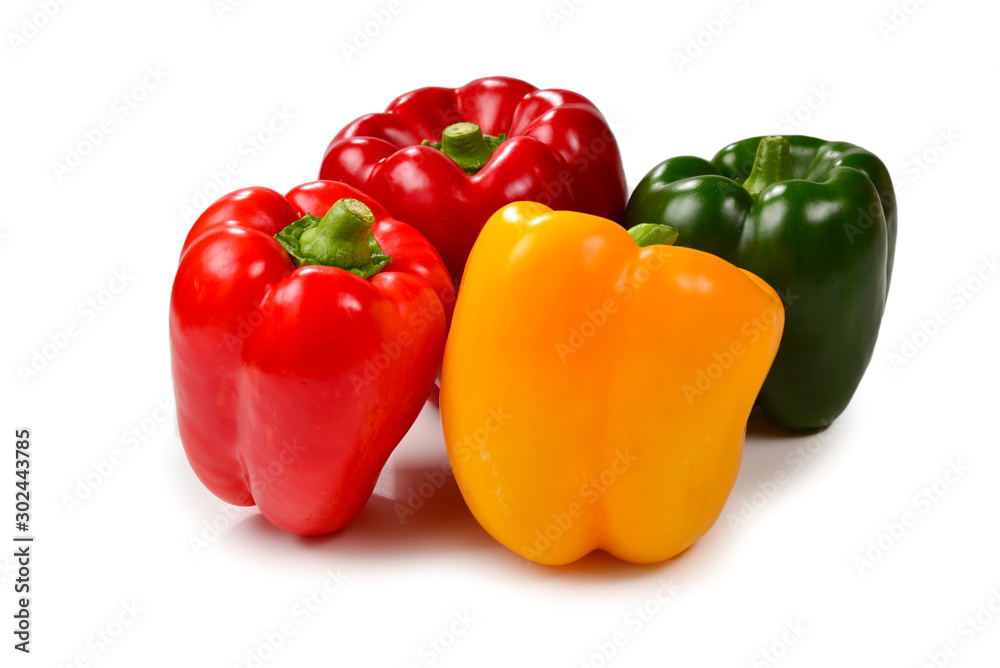 Group of bell peppers isolated on white background. Group of bell peppers isolated on white background.