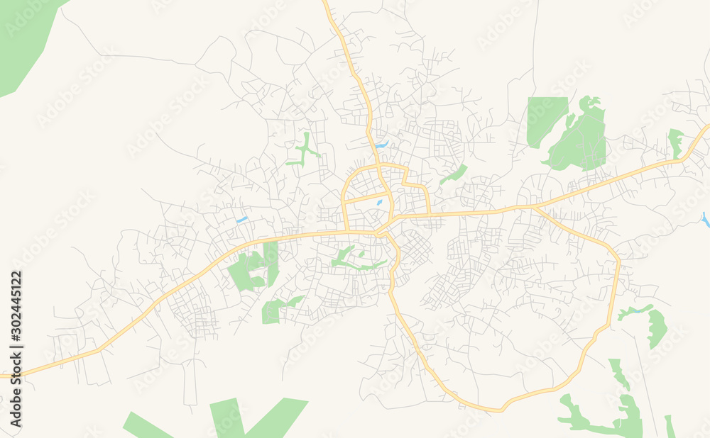 Printable street map of Bertoua, Cameroon