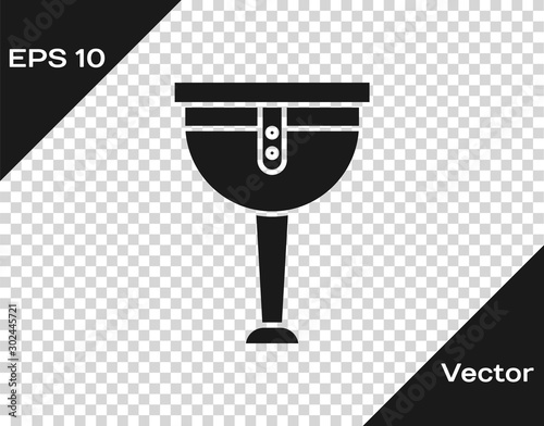 Grey Wooden pirate leg icon isolated on transparent background. Vector Illustration