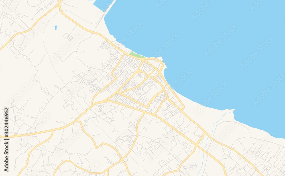 Printable street map of Al Khums, Libya