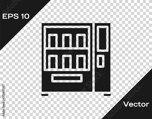 Grey Vending machine of food and beverage automatic selling icon isolated on transparent background. Vector Illustration