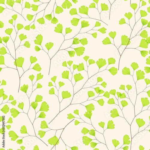 Seamless floral pattern with maidenhair fern leaf photo