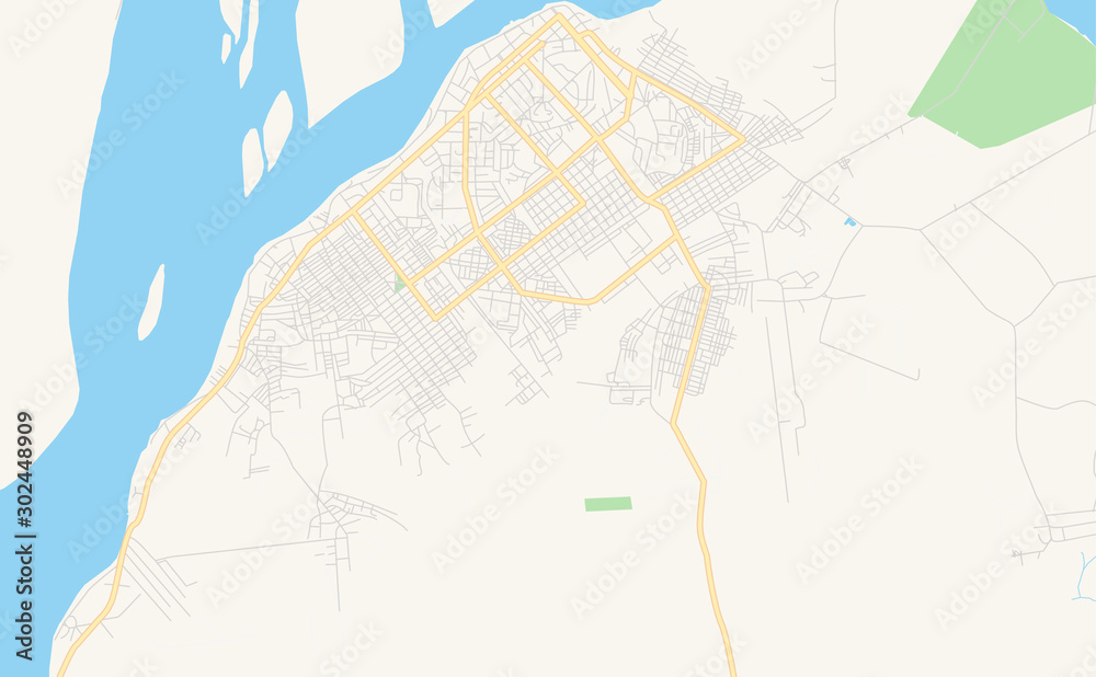 Printable street map of Mbandaka, DR Congo