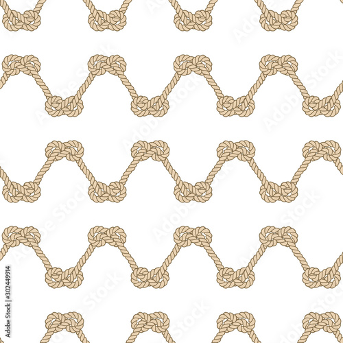 Seamless marine rope pattern, vector figure 8 knot