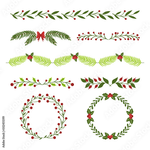Hand drawn christmas frames and borders set.Vector