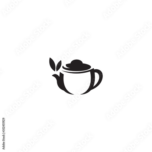 green tea cup leaf logo template vector design silhouette