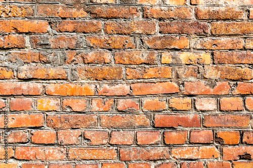 Rough red brick wall as background texture