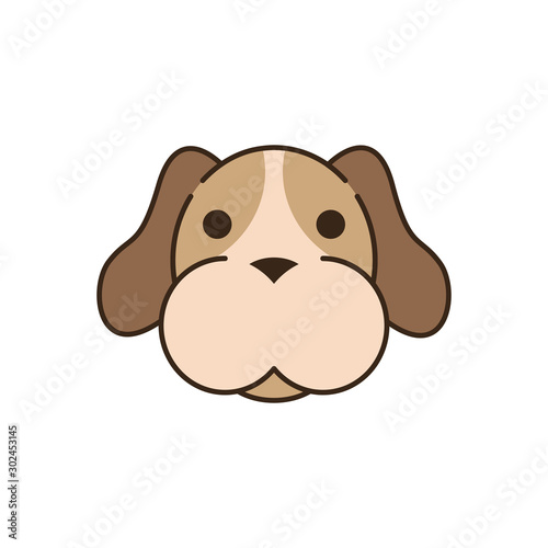 cute little dachshund head dog fill style icon