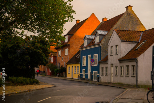 Εκτύπωση καμβά Odense, Denmark: Beautiful traditional houses on the street in Odense is the city birthplace of Hans Christian Andersen