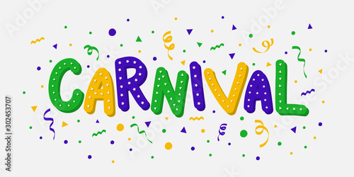 Carnival Party - colorful banner with confetti. Vector