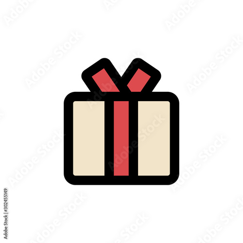 Gift box icon, Present gift box icon with ribbon