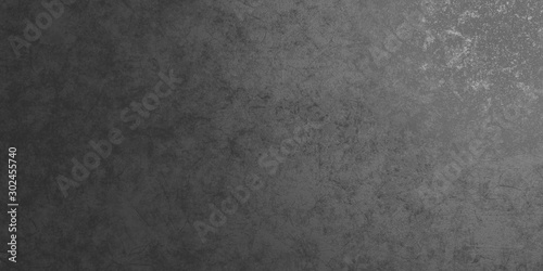 Dark gray vintage texture wall scratch blurred stain. Marble design photo studio banner website soft light edge. 3D rendering