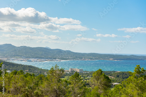 Panoramic view of the city of Sant Antoni de Portmany in Ibiza, Spain © martinscphoto