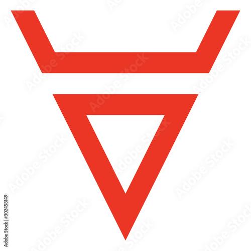 Symbol of Veles, god of animals. Vector ancient slavic pagan sign. Red icon.