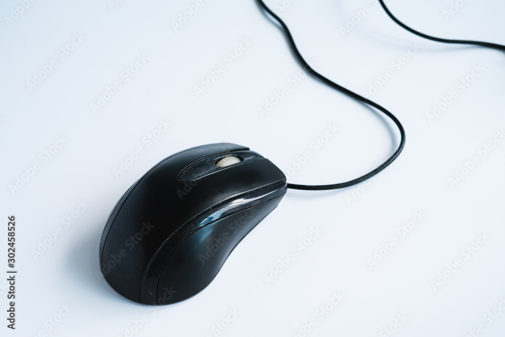 Modern black computer mouse on white background Modern black computer mouse on white background